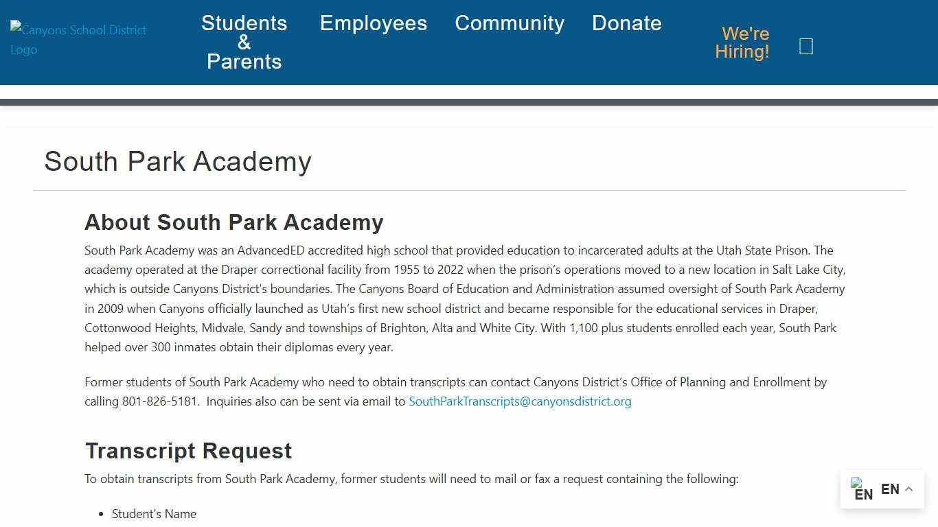 South Park Academy - Canyons School District