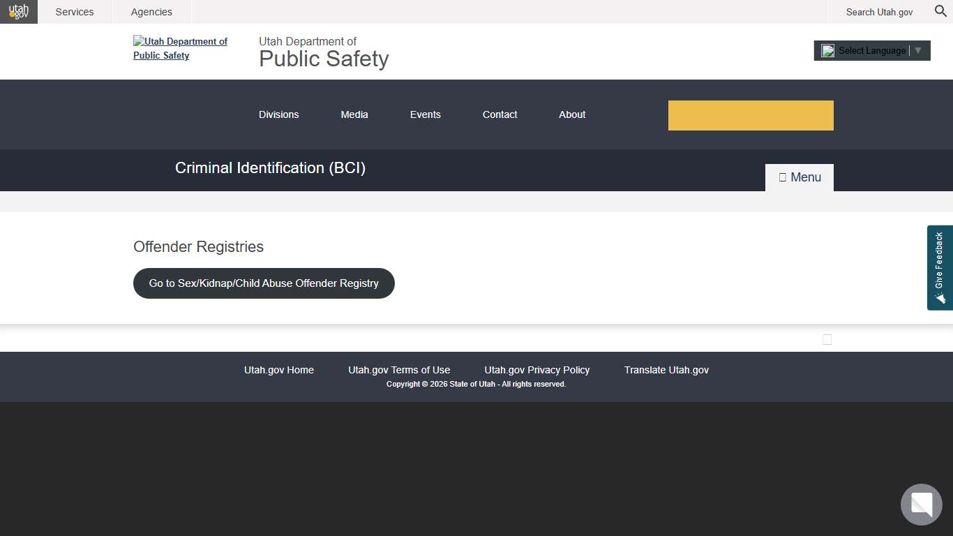 Offender Registries DPS – Criminal Identification (BCI)
